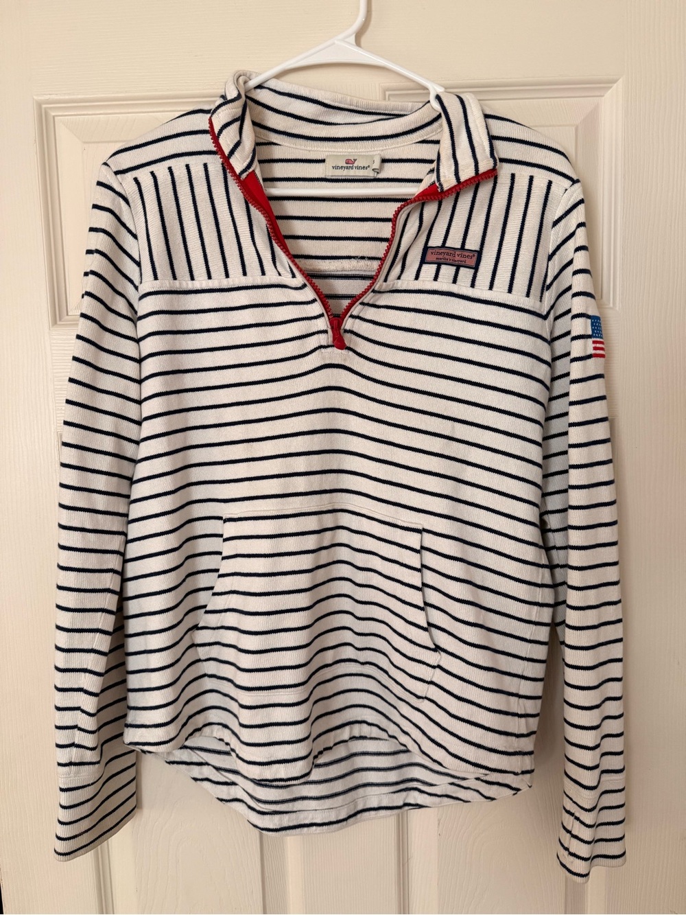 Vineyard Vines Navy & White Striped Half-Zip Pullover